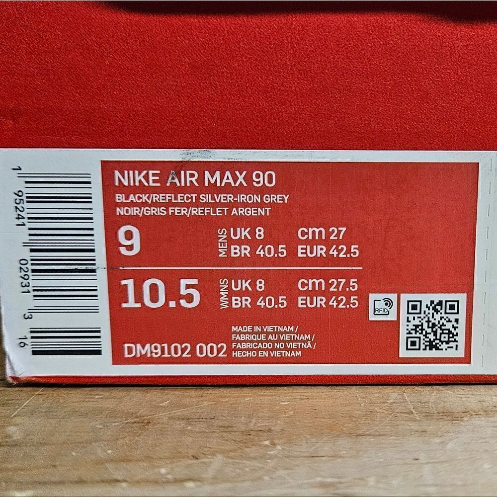 Nike Air Max 90 Black Reflective Silver Iron Grey Mens Running Shoe DM9102-002 - Picture 11 of 12